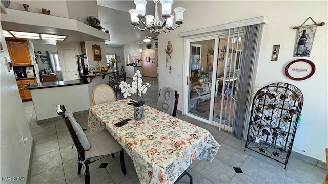 4910 Marywood Ct, Pahrump, NV 89061 - dining space with a chandelier and light tile patterned floors