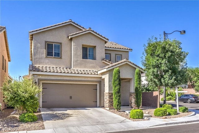 9113 Sea Mink Ave, Las Vegas, NV 89149 - view of front of home featuring stucco siding, an attached garage, concrete driveway, and a tile roof