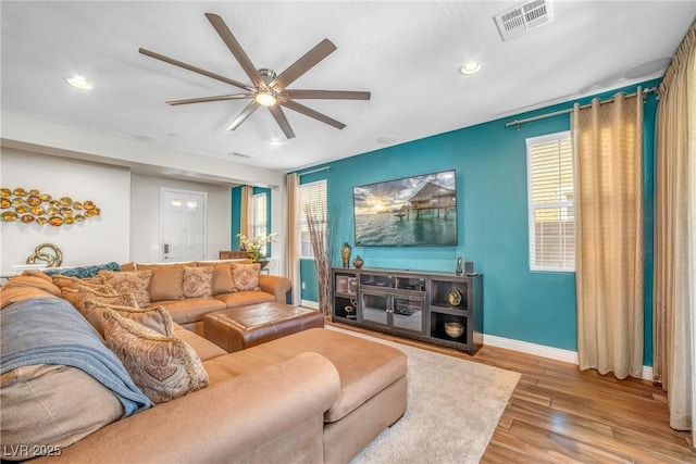 2154 Tortona St, Henderson, NV 89044 - living area with ceiling fan, wood finished floors, and recessed lighting