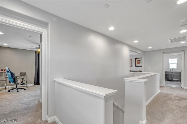 2154 Tortona St, Henderson, NV 89044 - hallway featuring an upstairs landing, light colored carpet, and recessed lighting