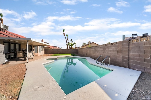 5570 Palm St, Las Vegas, NV 89120 - view of swimming pool featuring a patio and a fenced backyard