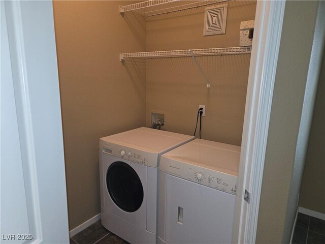 9000 Las Vegas Blvd Unit 2101, Las Vegas, NV 89123 - laundry room with washing machine and dryer and dark tile patterned flooring