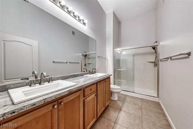 8805 Jeffreys St Unit 1048, Las Vegas, NV 89123 - full bath with double vanity, a shower stall, and tile patterned floors