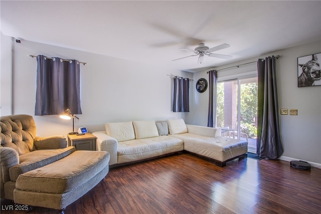 1844 Ghost Trace Ave, Las Vegas, NV 89183 - living room with wood finished floors and a ceiling fan