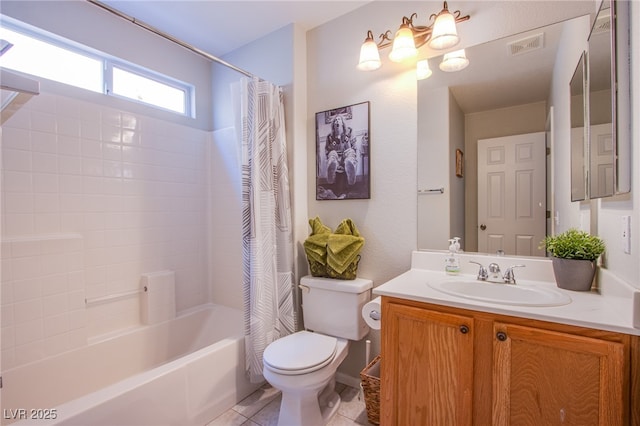 1844 Ghost Trace Ave, Las Vegas, NV 89183 - bathroom featuring vanity, shower / bath combo with shower curtain, and tile patterned flooring