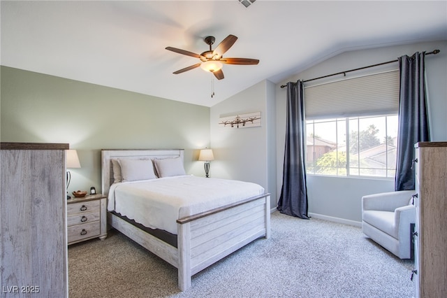 1844 Ghost Trace Ave, Las Vegas, NV 89183 - carpeted bedroom with vaulted ceiling and a ceiling fan