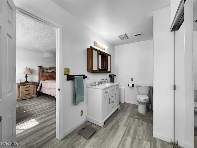 909 Biljac St, Las Vegas, NV 89145 - ensuite bathroom with wood finished floors, vanity, and a textured ceiling