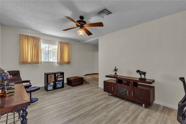909 Biljac St, Las Vegas, NV 89145 - office space with ceiling fan, light wood-type flooring, and a textured ceiling