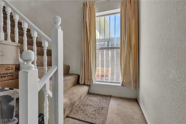 909 Biljac St, Las Vegas, NV 89145 - stairs featuring plenty of natural light, carpet flooring, and a textured wall