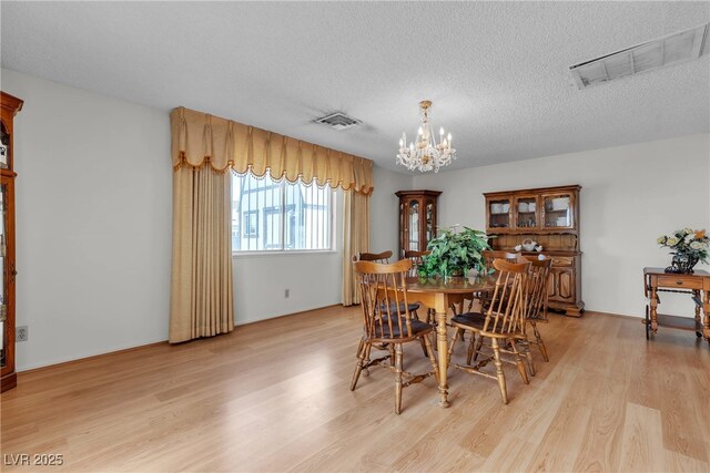 909 Biljac St, Las Vegas, NV 89145 - dining room with light wood-style floors, a chandelier, and a textured ceiling