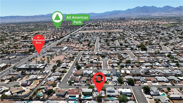 909 Biljac St, Las Vegas, NV 89145 - aerial view of residential area with a mountain backdrop