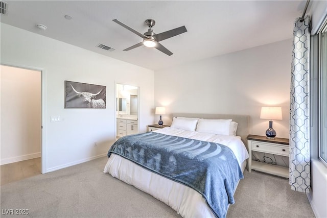 187 Palm Fox Ct, Henderson, NV 89011 - carpeted bedroom with a ceiling fan and ensuite bath