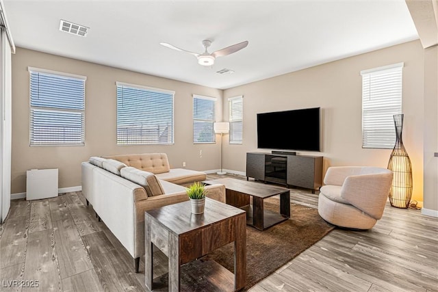 12415 Notch Trail Ave, Las Vegas, NV 89138 - living area with a ceiling fan and wood finished floors