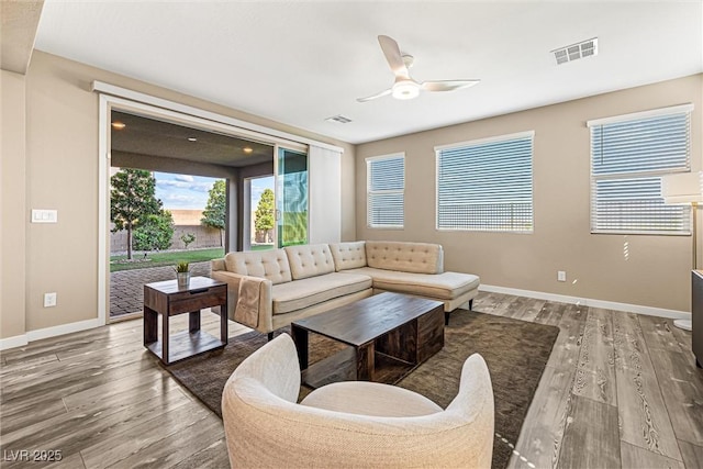12415 Notch Trail Ave, Las Vegas, NV 89138 - living area featuring ceiling fan and wood finished floors