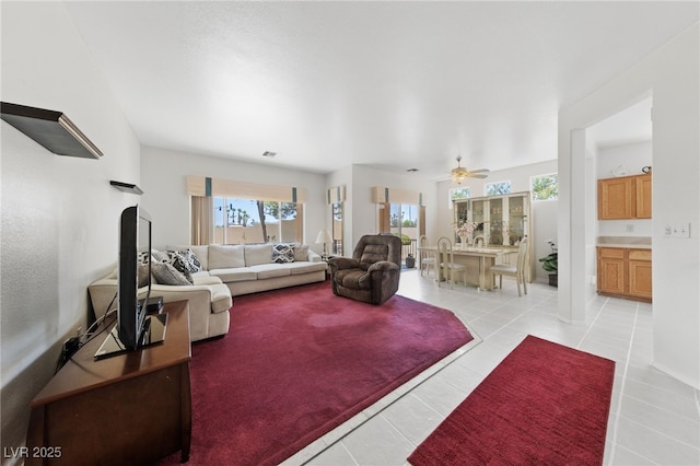 1900 Bellview St, Las Vegas, NV 89134 - living room featuring light tile patterned floors and a ceiling fan