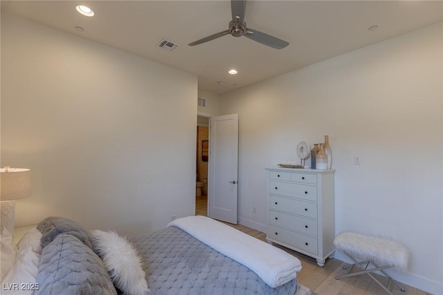 975 Amara Way, Henderson, NV 89052 - bedroom with light wood finished floors, recessed lighting, and a ceiling fan
