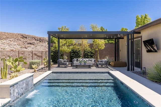 975 Amara Way, Henderson, NV 89052 - view of pool featuring a fenced backyard and an outdoor living space