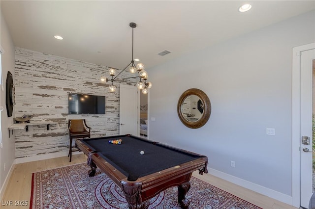 975 Amara Way, Henderson, NV 89052 - playroom featuring billiards table, recessed lighting, light wood-style floors, and a chandelier