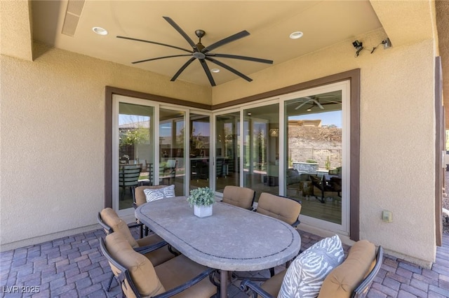 975 Amara Way, Henderson, NV 89052 - view of patio / terrace featuring ceiling fan and outdoor dining space