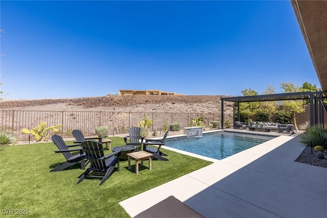 975 Amara Way, Henderson, NV 89052 - view of swimming pool featuring a fenced backyard, a patio area, and an outdoor living space