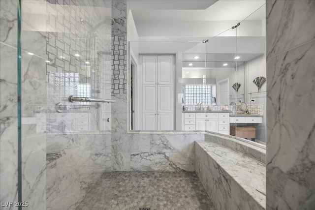 108 Valiente St, Las Vegas, NV 89144 - full bath with a marble finish shower and vanity