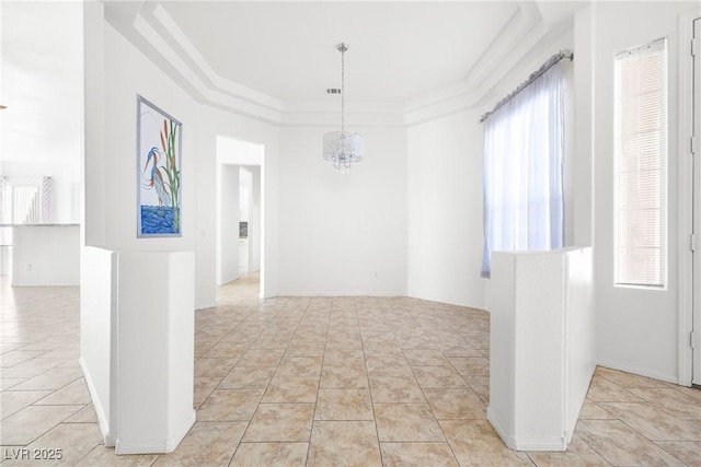 8537 Highland View Ave, Las Vegas, NV 89145 - unfurnished room with a chandelier and light tile patterned floors