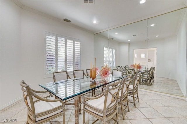 536 Pima Canyon Ct, Las Vegas, NV 89144 - dining area featuring light tile patterned floors, recessed lighting, and ornamental molding