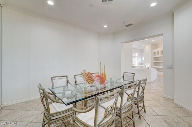 536 Pima Canyon Ct, Las Vegas, NV 89144 - dining area featuring light tile patterned flooring, recessed lighting, and crown molding