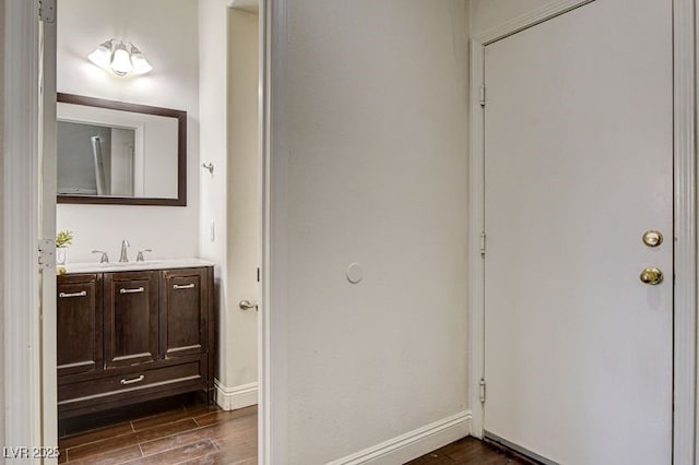 4440 Acropolis Ave, North Las Vegas, NV 89031 - bathroom with wood finished floors and vanity