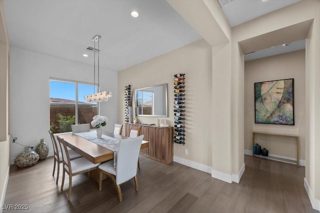 6804 Regency Stone Way, Las Vegas, NV 89148 - dining room with wood finished floors, a chandelier, and recessed lighting