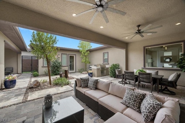 6804 Regency Stone Way, Las Vegas, NV 89148 - view of patio with outdoor dining area, outdoor lounge area, ceiling fan, and a grill
