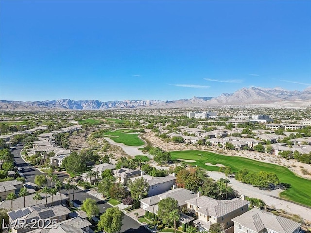 613 Pinnacle Heights Ln, Las Vegas, NV 89144 - aerial perspective of suburban area with a golf club and a mountain backdrop