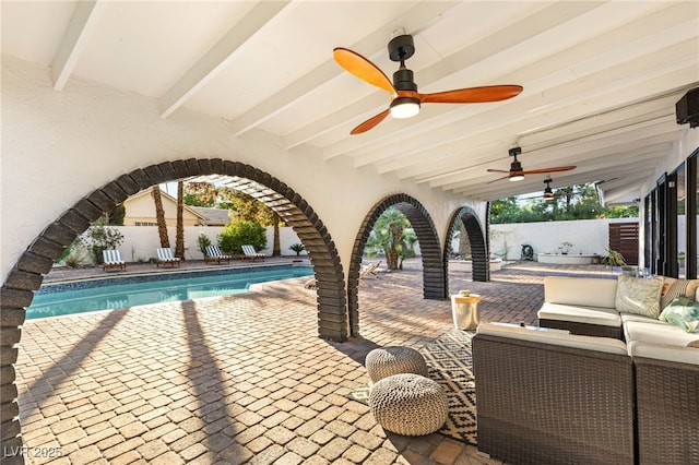 200 Stonewood Ct, Las Vegas, NV 89107 - view of patio featuring an outdoor living space and ceiling fan