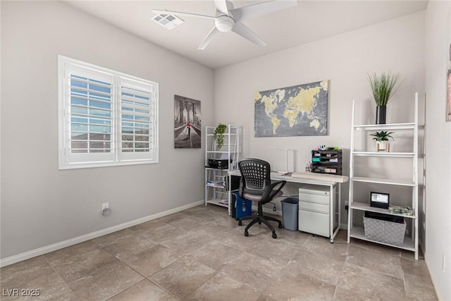 146 E Hawk Ave, Pahrump, NV 89060 - office area featuring ceiling fan and stone finish floors