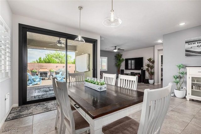 146 E Hawk Ave, Pahrump, NV 89060 - dining area featuring ceiling fan, light tile patterned floors, and recessed lighting