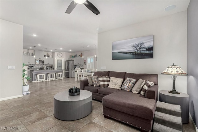 146 E Hawk Ave, Pahrump, NV 89060 - living area featuring ceiling fan and recessed lighting