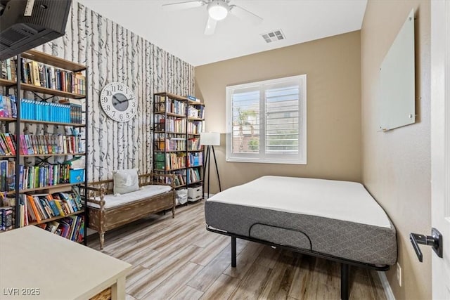 8929 Monte Oro Dr, Las Vegas, NV 89131 - bedroom with wood finished floors and wallpapered walls