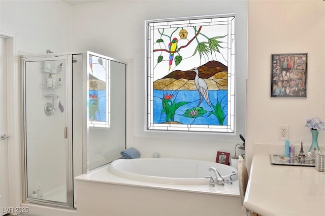 11240 Romette Ct, Las Vegas, NV 89141 - full bathroom featuring a shower stall and a bath