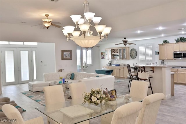 11240 Romette Ct, Las Vegas, NV 89141 - dining room with a ceiling fan, french doors, and recessed lighting