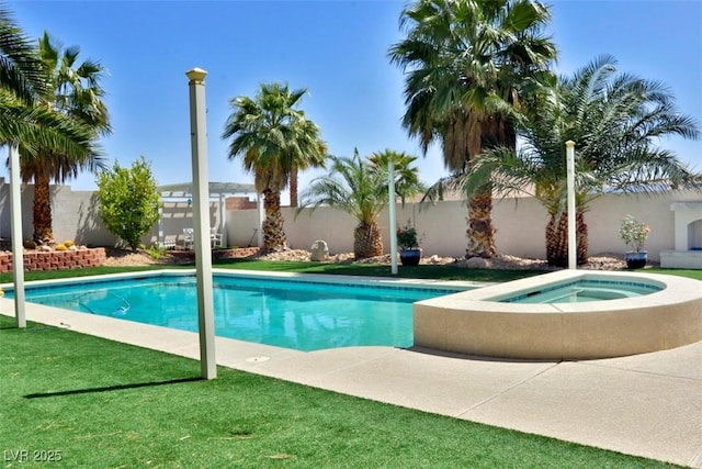 11240 Romette Ct, Las Vegas, NV 89141 - view of swimming pool featuring an in-ground hot tub and a fenced backyard