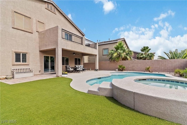 176 Dunblane St, Henderson, NV 89012 - view of pool with an in-ground hot tub, ceiling fan, and a patio