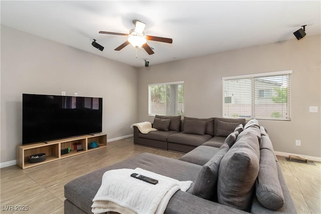 176 Dunblane St, Henderson, NV 89012 - living room with ceiling fan and light wood-type flooring
