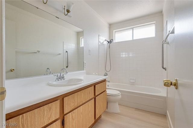 4630 Pratt Way, Las Vegas, NV 89147 - bathroom featuring vanity, bathing tub / shower combination, and wood finished floors