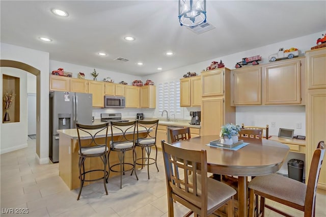 7013 Bisoni St, Las Vegas, NV 89149 - dining area with recessed lighting and light tile patterned floors