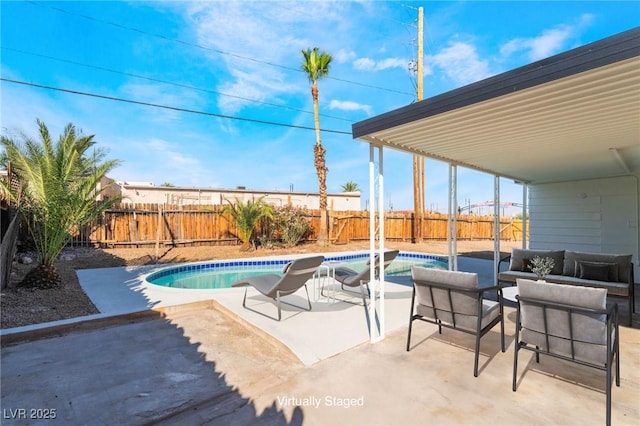 2 Utah Way, Henderson, NV 89015 - view of pool with outdoor lounge area, a patio area, and a fenced backyard