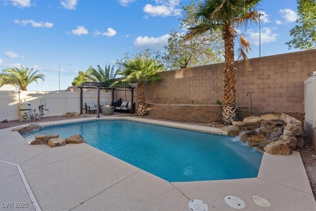 8325 Winterchase Pl, Las Vegas, NV 89143 - view of pool featuring a pergola, a fenced backyard, and a patio