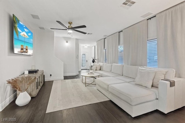 8325 Winterchase Pl, Las Vegas, NV 89143 - living room with ceiling fan and wood finished floors