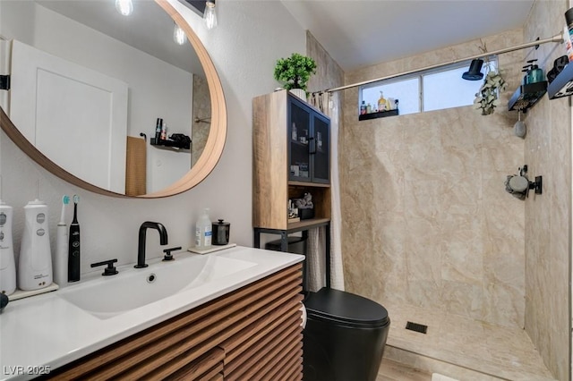 640 Thornewood Pl, Las Vegas, NV 89123 - bathroom with tiled shower, vanity, and wood finished floors