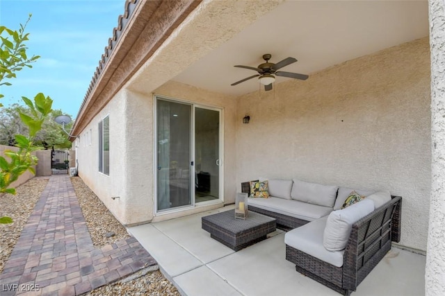 2766 Mintlaw Ave, Henderson, NV 89044 - view of patio with ceiling fan, a gate, and outdoor lounge area