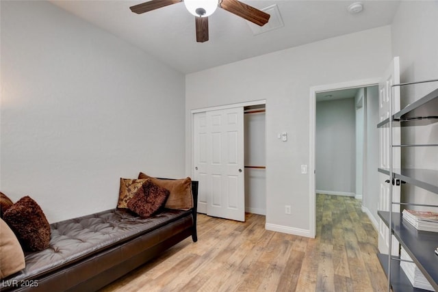 2766 Mintlaw Ave, Henderson, NV 89044 - sitting room with ceiling fan, light wood-style floors, and attic access